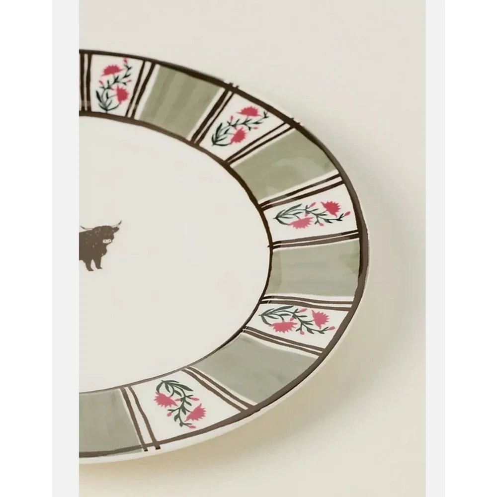 Anthropologie Millie Plate Set Salad Dessert Lunch Farmhouse Rabbit Bull Chicken